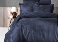 Постільна білизна сатин жаккард First Choice - Dark Tecna Navy Blue (Турция), євро